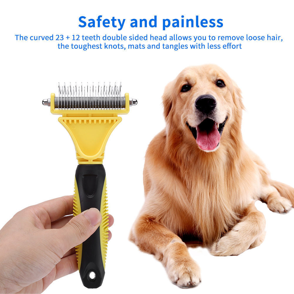 Premium Stainless Steel Double-Sided Dematting Brush - Gentle Shedding & Matting Solution For Dogs & Cats ($32.99)