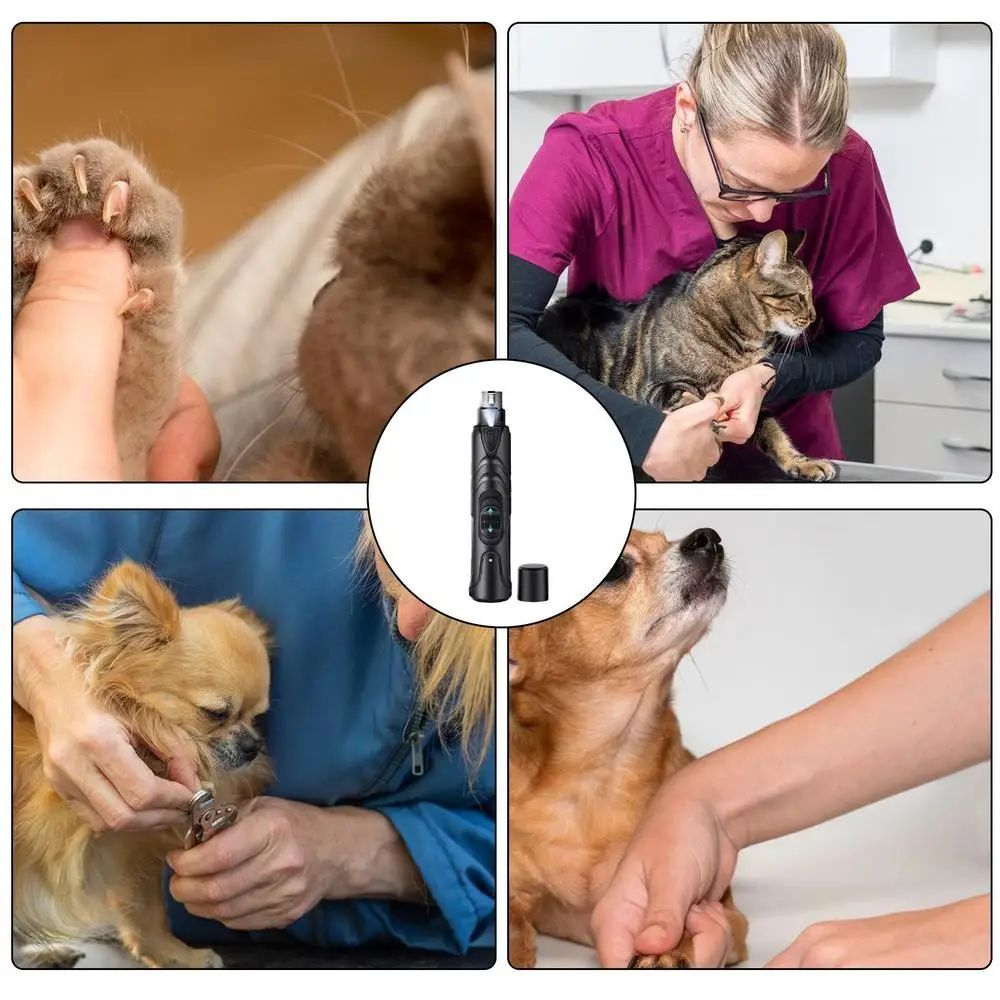 Vet-Recommended Rechargeable Dog Nail Grinder with LED light. Quiet, Safe & Stress-Free Nail Trimming