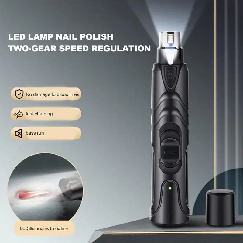 Vet-Recommended Rechargeable Dog Nail Grinder with LED light. Quiet, Safe & Stress-Free Nail Trimming