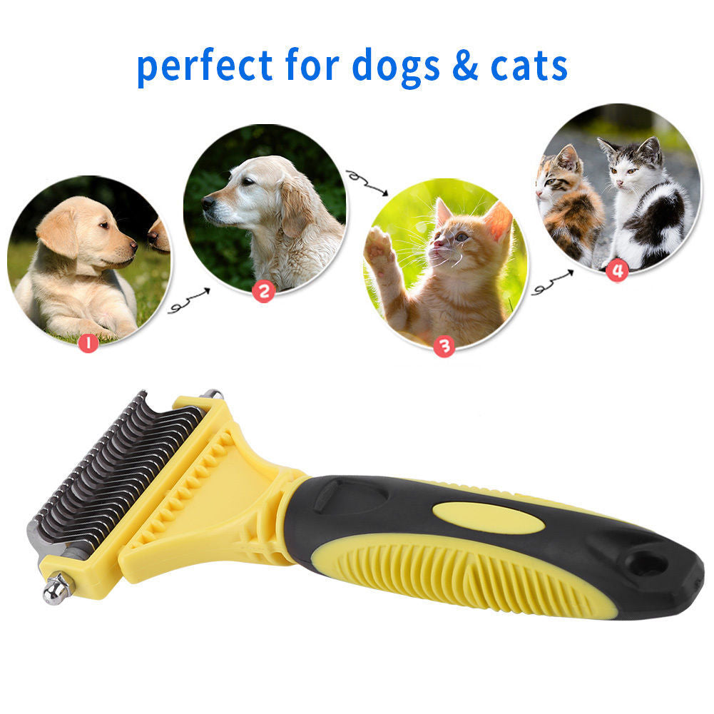Premium Stainless Steel Double-Sided Dematting Brush - Gentle Shedding & Matting Solution For Dogs & Cats ($32.99)